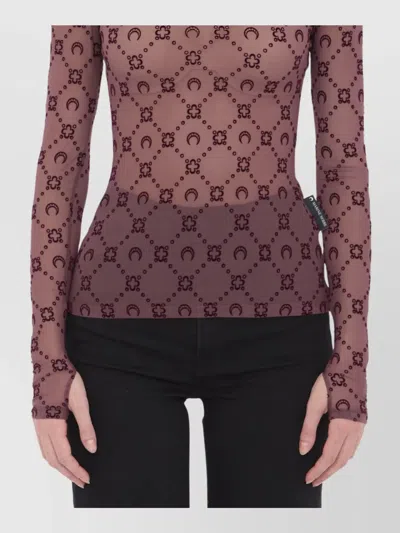 MARINE SERRE HIGH-NECK MESH TOP MOONOGRAM PATTERN