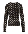 Marine Serre Moon Printed Jersey Ls Crewneck Top Tops Black In Black