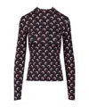 Marine Serre Moon Printed Jersey Long Sleeve Crewneck Top In Black