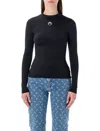 Marine Serre Turtleneck Sweater With Moon Logo And Rhinestones In Black