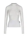 Marine Serre Sheer Fabric Slim Fit Top With Long Sleeves In Gray