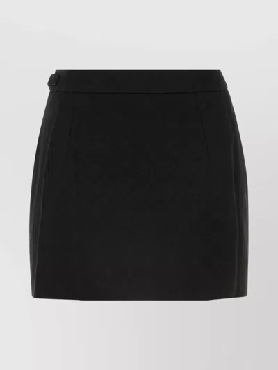 Marine Serre High Waist Mini Skirt In Textured Stretch Viscose Blend In Black