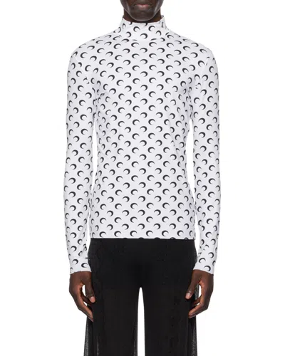 Marine Serre High-neck Allover Moon Printed Top In Grey