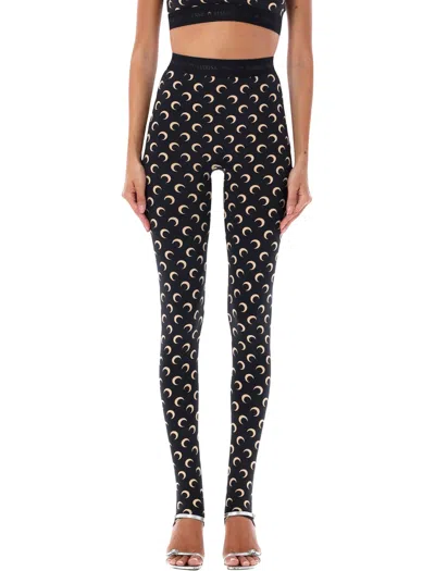 Marine Serre High-rise Moon Print Leggings In Black