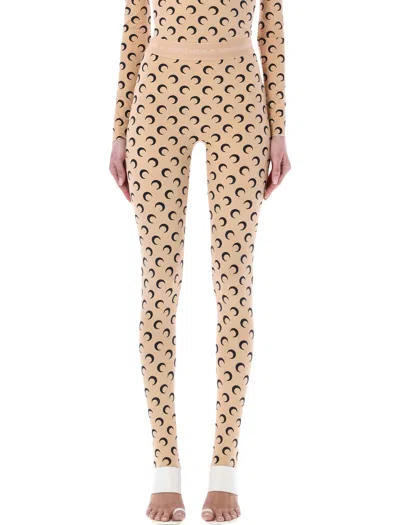 Marine Serre High-rise Moon Print Leggings - Size S In Nude
