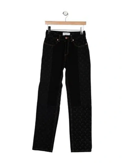 Pre-owned Marine Serre High-rise Straight Leg Jeans In Black