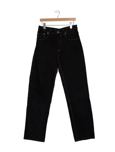 Pre-owned Marine Serre High-rise Straight Leg Jeans In Black