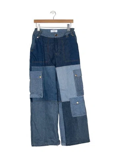 Pre-owned Marine Serre High-rise Wide Leg Jeans In Blue