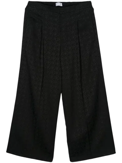 Marine Serre Moon Diamant-jacquard Trousers In Schwarz