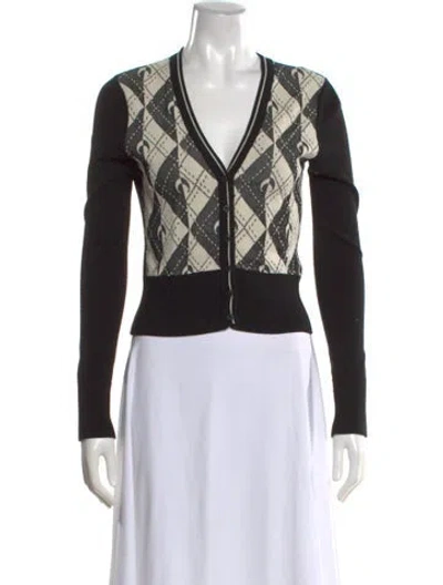 Pre-owned Marine Serre Houndstooth Print V-neck Sweater In Black