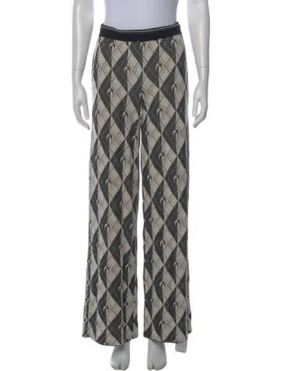 Pre-owned Marine Serre Houndstooth Print Wide Leg Pants In Gray