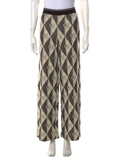 Pre-owned Marine Serre Houndstooth Print Wide Leg Pants In Neutral