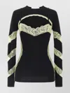 Marine Serre Illusion Effect Fitted Long Sleeve Top In Black