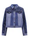 Marine Serre Logo Denim Jacket In Blue