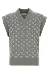 Marine Serre Knitted Vest Featuring Embroidered Pattern In Gray