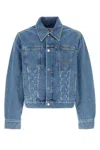 Marine Serre Structured Denim Jacket Featuring Chest Pockets In Blue