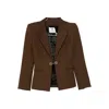 Marine Serre Buttoned Wool Jacket In Brown
