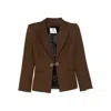 Marine Serre Buttoned Wool Jacket In Brown