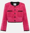 Marine Serre Fuchsia Cropped Jacket With Jacquard Motif And Buttons In Cotton Woman In Fuschia