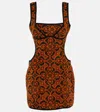 Marine Serre Floral Pattern Short Cotton Dress In Oriental Oroile