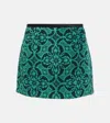 Marine Serre Jacquard High-rise Cotton Miniskirt In Oriental Green