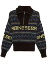 Marine Serre Jacquard Knit Sweater In Brown
