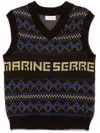 Marine Serre S Graphic-intarsia V-neck Knitted Vest Deep Brown In Brown
