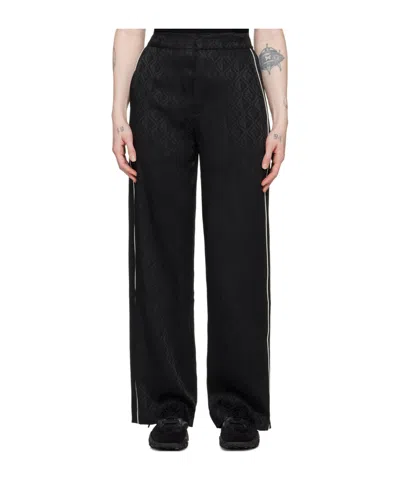 Marine Serre Jacquard Logo Casual Pants In Black