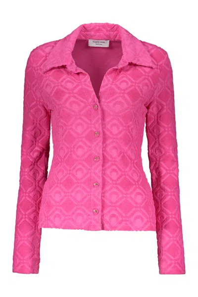 Marine Serre Jacquard Shirt In Fuchsia