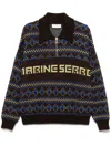 Marine Serre Lapel Long Sleeve Sweater In Multi