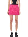 Marine Serre Fuchsia Miniskirt With All-over Jacquard Motif In Cotton Woman In Pink Diamante