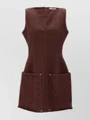 Marine Serre Womens Moon Jacquard Two-patch-pockets Denim Mini Dress Deep Brown