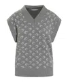 Marine Serre Knitted Vest Featuring Embroidered Pattern In Gray