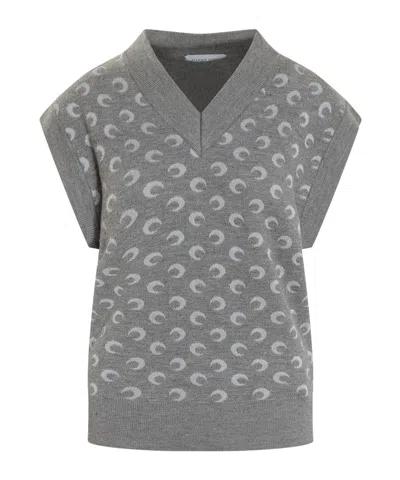 MARINE SERRE MOON-JACQUARD V-NECK VEST