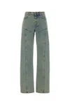 Marine Serre Slim Fit Denim Trousers With Contrast Stitching In Blue