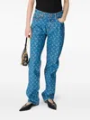 Marine Serre Lunar Print Five-pocket Denim Trousers In Blue