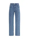 Marine Serre Moon Laser Straight Denim Jeans In Blue