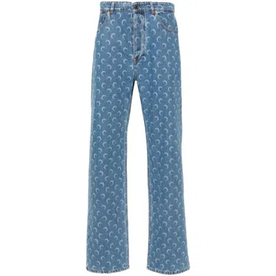 Marine Serre Moon Laser Straight Jeans In Blue