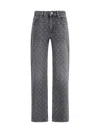 Marine Serre Moon Laser Grey Wash Denim Straight Jeans In Gray