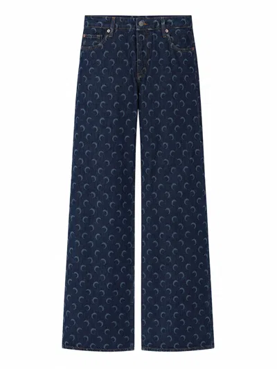 Marine Serre Jeans "moon" In Blue