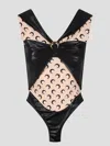 Marine Serre Draped Viscose Bodysuit In Black