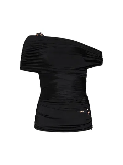 Marine Serre Jersey Draped Off Shoulder Top