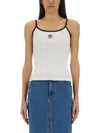 Marine Serre Moon Logo Ribbed Tank Top In White