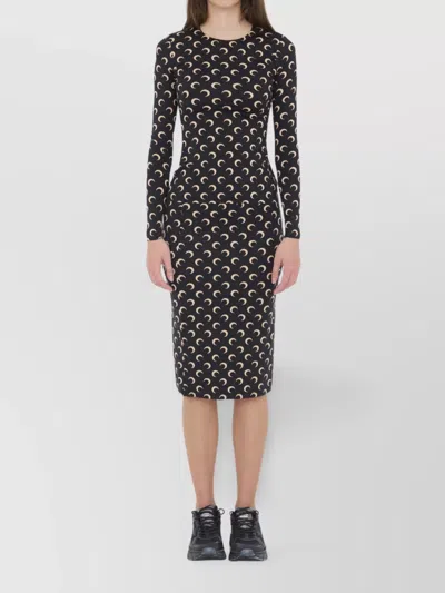 Marine Serre Jersey Top With Moon Print Design In Black