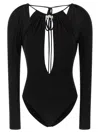 Marine Serre Stretch Viscose Bodysuit Keyhole Detail In Black