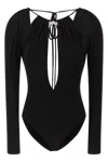 Marine Serre Stretch Viscose Bodysuit Keyhole Detail In Black