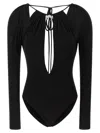 Marine Serre Stretch Viscose Bodysuit Keyhole Detail In Black