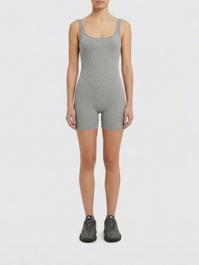 Marine Serre Moon Logo Ribbed Jersey Short Catsuit In Gray