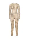 Marine Serre Graphic-print Long-sleeve Jumpsuit In Beige