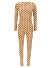 Marine Serre Tan All Over Moon Jumpsuit In Beige